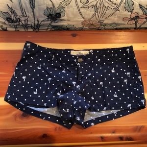 Hollister blue chino shorts polka dot palm tree 7